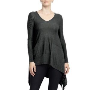 Cupio Curvy Sweater Dark Gray Knit Top‎ Womens Plus Size 1X Asymmetrical Flowy